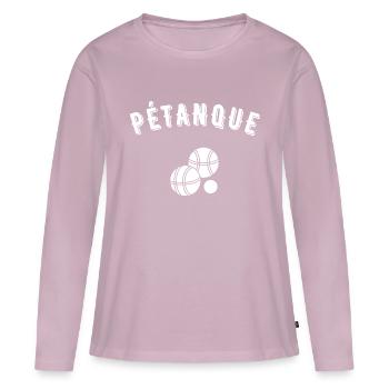 pétanque - T-shirt manches longues Premium bio Femme - rose poudré - Devant - Julia (174cm)