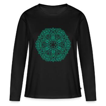 Maya Pattern - Women's Premium Organic Long Sleeve Shirt - black - Front - Julia (174cm)