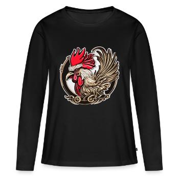 Coq de la chance - T-shirt manches longues Premium bio Femme - noir - Devant - Julia (174cm)