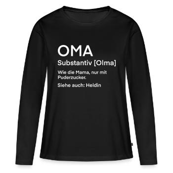 Oma Definition Geschenkidee - Frauen Premium Bio Langarmshirt - Schwarz - Vorne - Julia (174cm)