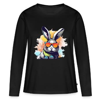 Log the rabbit - Women's Premium Organic Long Sleeve Shirt - black - Front - Julia (174cm)