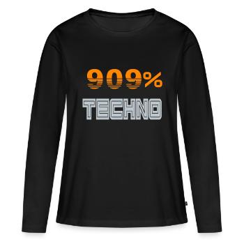 909 Techno Letter - Frauen Premium Bio Langarmshirt - Schwarz - Vorne - Julia (174cm)