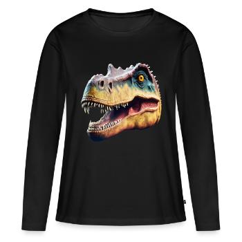 Dino Head - Tête de dinosaure - T-shirt manches longues Premium bio Femme - noir - Devant - Julia (174cm)