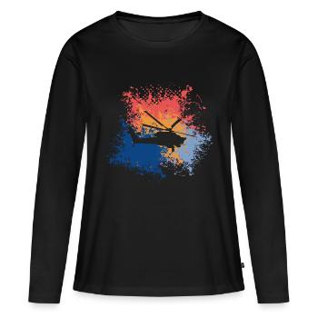 Hélicoptère Rétro Hélicoptère - T-shirt manches longues Premium bio Femme - noir - Devant - Julia (174cm)