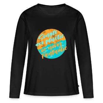 Évitez le plastique - T-shirt manches longues Premium bio Femme - noir - Devant - Julia (174cm)