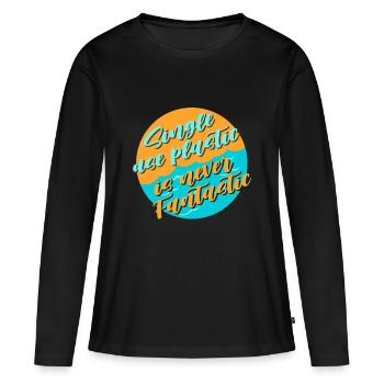 Évitez le plastique - T-shirt manches longues Premium bio Femme - noir - Devant - Julia (174cm)