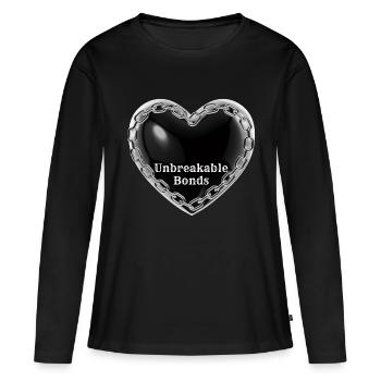 Coeur noir,Liens incassables,Liens incassables - T-shirt manches longues Premium bio Femme - noir - Devant - Julia (174cm)