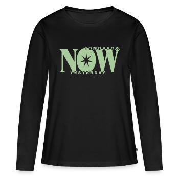 demain maintenant hier - T-shirt manches longues Premium bio Femme - noir - Devant - Julia (174cm)