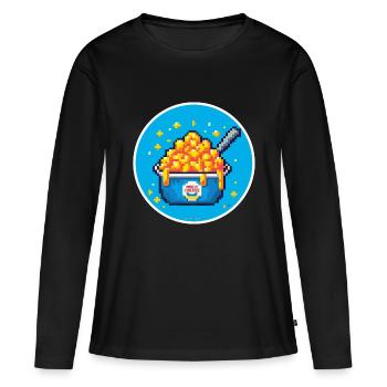 Mac n Cheese Pixelkunst - Frauen Premium Bio Langarmshirt - Schwarz - Vorne - Julia (174cm)