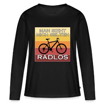 Man sieht mich selten Radlos - Frauen Premium Bio Langarmshirt - Schwarz - Vorne - Julia (174cm)