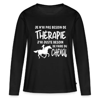 Faire du cheval 1 - T-shirt manches longues Premium bio Femme - noir - Devant - Julia (174cm)