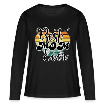 Best Mom Ever - vintage rainbow heart - Women's Premium Organic Long Sleeve Shirt - black - Front - Julia (174cm)