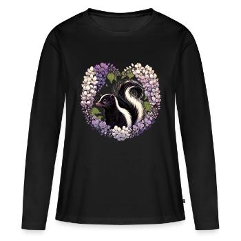 Spring Skunk Lilas - T-shirt manches longues Premium bio Femme - noir - Devant - Julia (174cm)