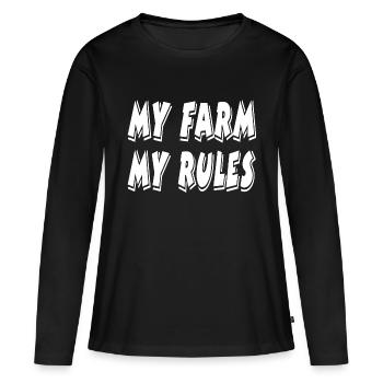 Ferme - T-shirt manches longues Premium bio Femme - noir - Devant - Julia (174cm)