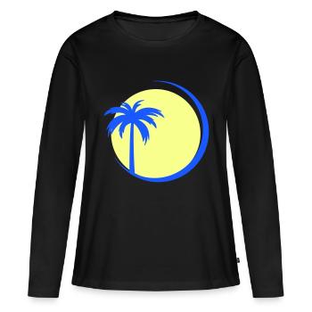 palmier - T-shirt manches longues Premium bio Femme - noir - Devant - Julia (174cm)