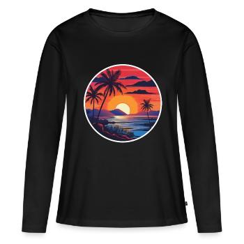 Paradis tropical - T-shirt manches longues Premium bio Femme - noir - Devant - Julia (174cm)