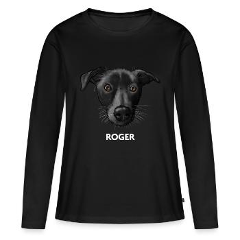 Roger 2 - T-shirt manches longues Premium bio Femme - noir - Devant - Julia (174cm)