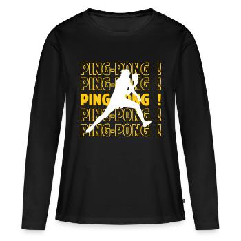 Tischtennis-Ping - Frauen Premium Bio Langarmshirt - Schwarz - Vorne - Julia (174cm)