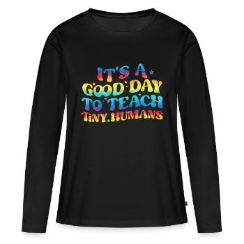Enseignant, école primaire, enseignement primaire, diplôme d’enseignant - T-shirt manches longues Premium bio Femme - noir - Devant - Julia (174cm)