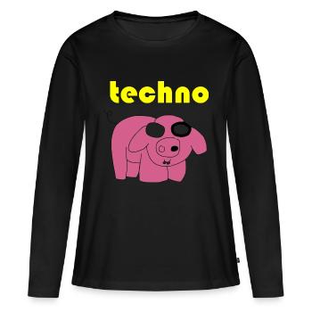 techno sau - Frauen Premium Bio Langarmshirt - Schwarz - Vorne - Julia (174cm)