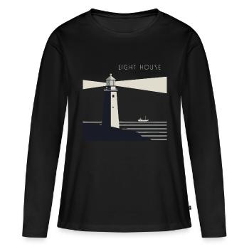 LIGHT HOUSE - Women's Premium Organic Long Sleeve Shirt - black - Front - Julia (174cm)
