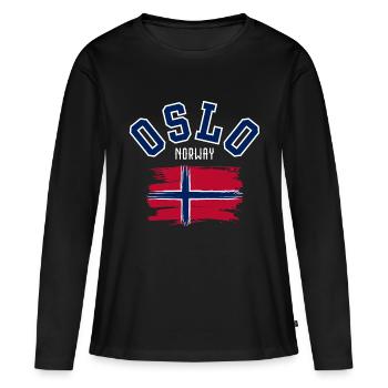 Oslo, Norvège - T-shirt manches longues Premium bio Femme - noir - Devant - Julia (174cm)
