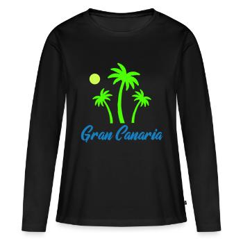 gran canaria - Frauen Premium Bio Langarmshirt - Schwarz - Vorne - Julia (174cm)