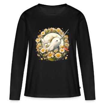 Narval - T-shirt manches longues Premium bio Femme - noir - Devant - Julia (174cm)
