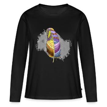 Plume - T-shirt manches longues Premium bio Femme - noir - Devant - Julia (174cm)