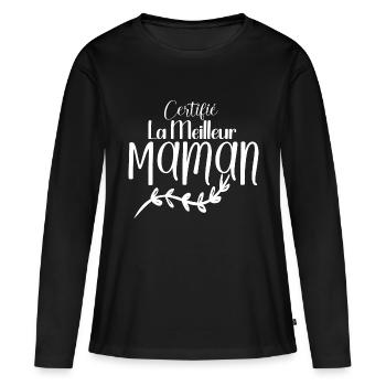 Certifié La Meilleur maman - T-shirt manches longues Premium bio Femme - noir - Devant - Julia (174cm)
