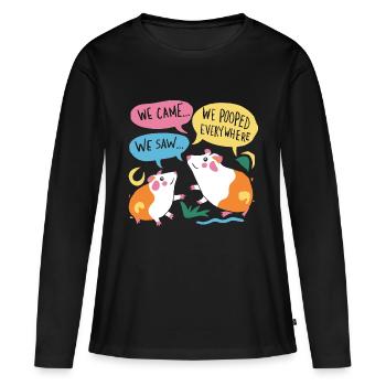 We Came We Saw We Pooped Everywhere - Frauen Premium Bio Langarmshirt - Schwarz - Vorne - Julia (174cm)