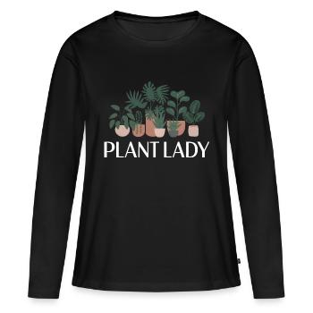 Plant Lady - Women's Premium Organic Long Sleeve Shirt - black - Front - Julia (174cm)