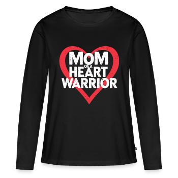 Herzkrieger Mama. Stolze Mama eines Herz-Kämpfers - Frauen Premium Bio Langarmshirt - Schwarz - Vorne - Julia (174cm)