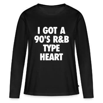Vibrations R&B des années 90 – Pure Feeling - T-shirt manches longues Premium bio Femme - noir - Devant - Julia (174cm)