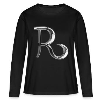 Chrome ,, Royal " Métallisé - T-shirt manches longues Premium bio Femme - noir - Devant - Julia (174cm)