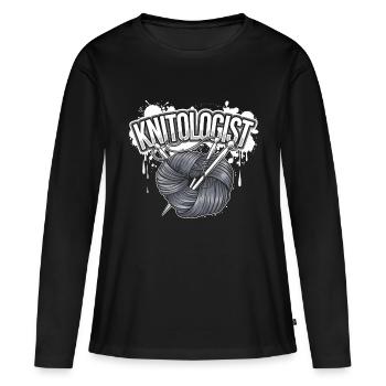 Maître du tricot - T-shirt manches longues Premium bio Femme - noir - Devant - Julia (174cm)