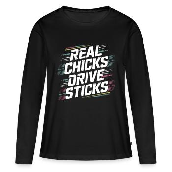 Selbstbewusstes Design für Autofahrerinnen - Frauen Premium Bio Langarmshirt - Schwarz - Vorne - Julia (174cm)