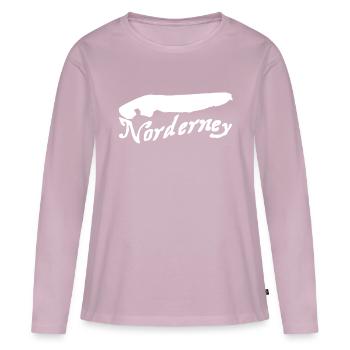 Tatouage Norderney - T-shirt manches longues Premium bio Femme - rose poudré - Devant - Julia (174cm)