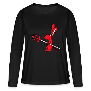 Bunny Devil Démon Mal Satan Enfer Trident Costume - T-shirt manches longues Premium bio Femme - noir - Devant - Julia (174cm)