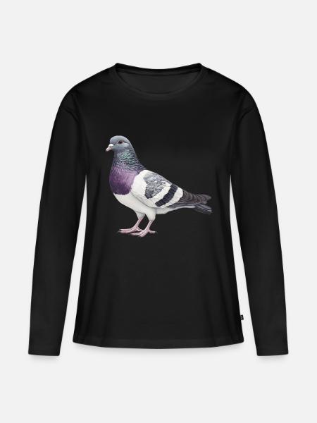 Taube - Frauen Premium Bio Langarmshirt - Schwarz