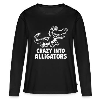 Alligators Alligator mignon - T-shirt manches longues Premium bio Femme - noir - Devant - Julia (174cm)