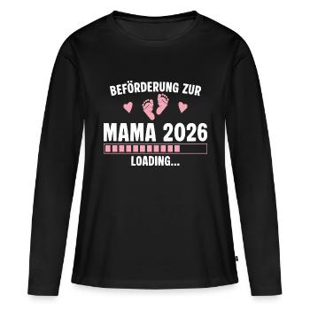 Beförderung zur Mama 2026 loading - Frauen Premium Bio Langarmshirt - Schwarz - Vorne - Julia (174cm)