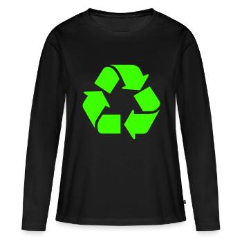 recyclage,déchet,Cercle - T-shirt manches longues Premium bio Femme - noir - Devant - Julia (174cm)