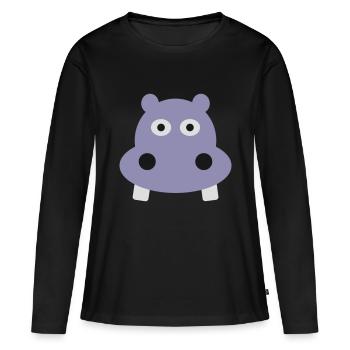Nilpferd - Frauen Premium Bio Langarmshirt - Schwarz - Vorne - Julia (174cm)