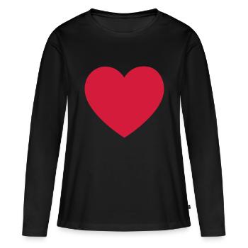 HEART - Frauen Premium Bio Langarmshirt - Schwarz - Vorne - Julia (174cm)