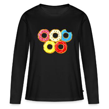 donuts - T-shirt manches longues Premium bio Femme - noir - Devant - Julia (174cm)