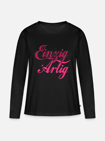 Einzig Artig - Frauen Premium Bio Langarmshirt - Schwarz