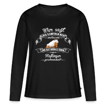Haflinger chance - T-shirt manches longues Premium bio Femme - noir - Devant - Julia (174cm)