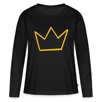 Crown Krone couronne diadème corona - T-shirt manches longues Premium bio Femme - noir - Devant - Julia (174cm)