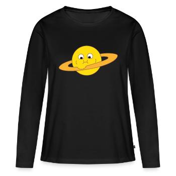 Dicker Saturn - Frauen Premium Bio Langarmshirt - Schwarz - Vorne - Julia (174cm)